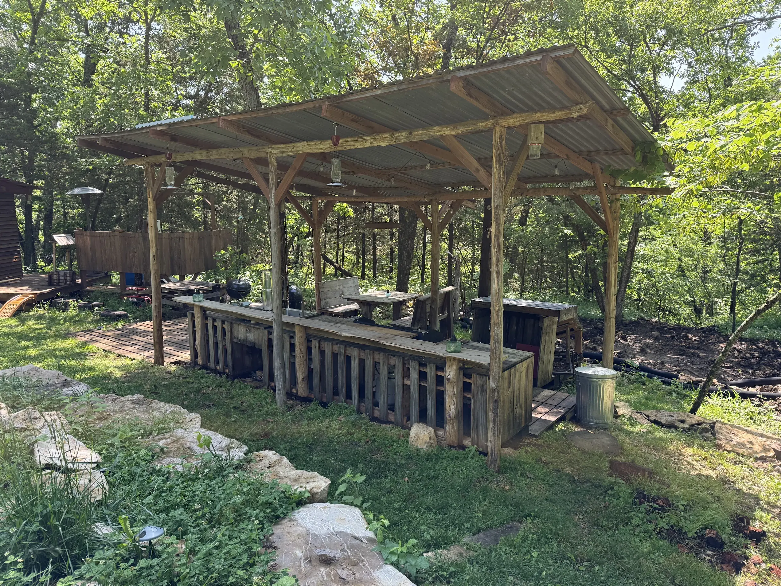 The full outdoor pavilion and kitchen